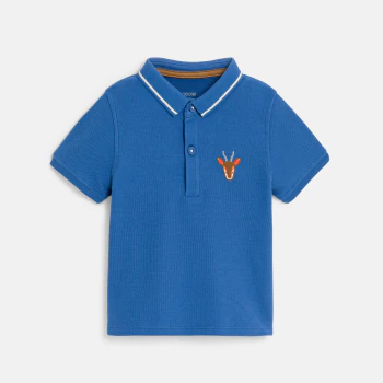 Baby boy's blue zebra piqué polo shirt