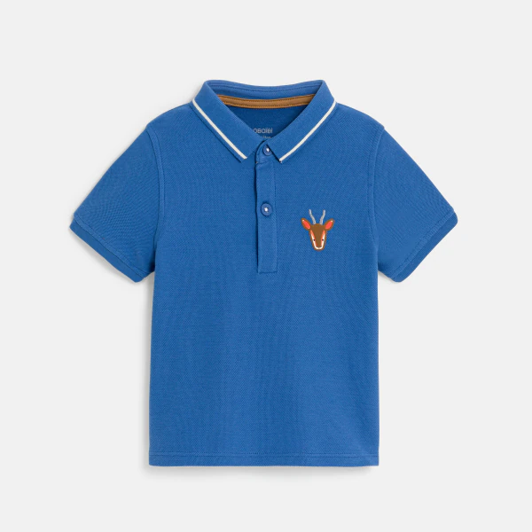 Baby boy's blue zebra piqué polo shirt