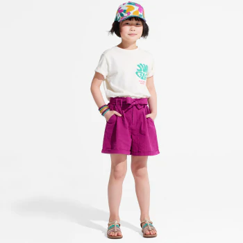 Girls' plain pleated shorts