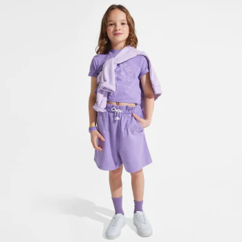 Girl's plain mauve jersey Bermuda shorts