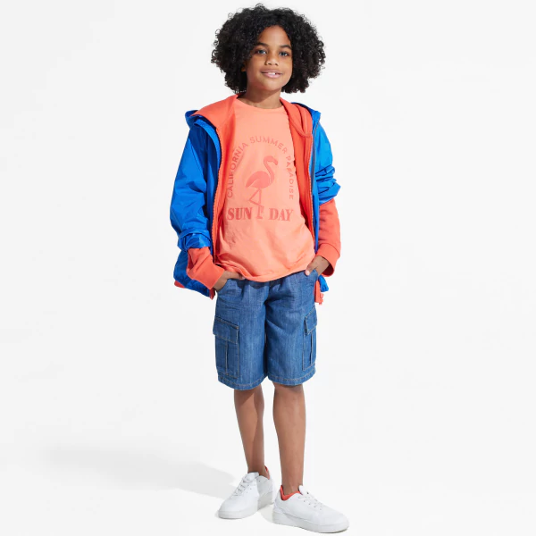 Boy's blue waterproof windcheater jacket.