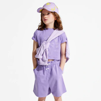 Girl's mauve slogan T-shirt