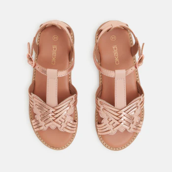 Girl's pink sparkly leather butterfly sandals