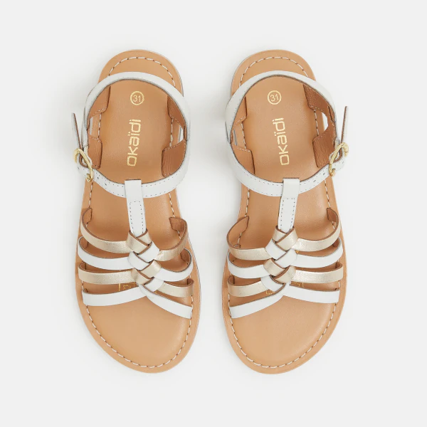 Baby girl's white strappy leather sandals