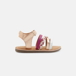 Baby girl's pink leather sandals