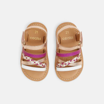 Baby girl's pink leather sandals