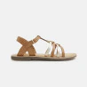 Girl's camel-coloured strappy leather sandals