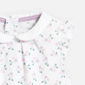 Baby girl's short white floral romper suit