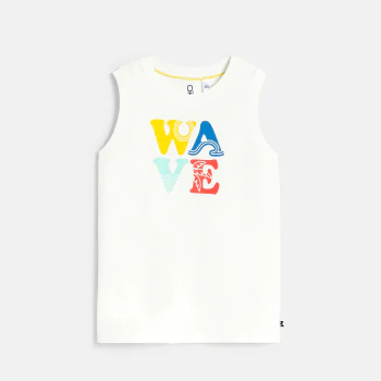 Boy's white wave slogan vest top