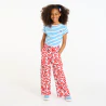 Girl's red printed wide-legged trousers