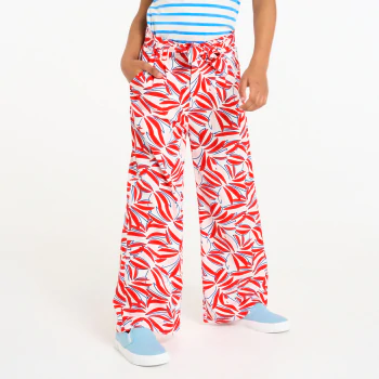 Girl's red printed wide-legged trousers