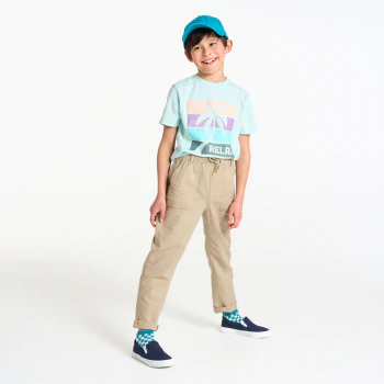 Boy's beige casual linen trousers