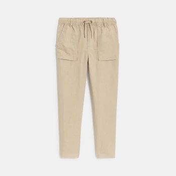 Boy's beige casual linen trousers