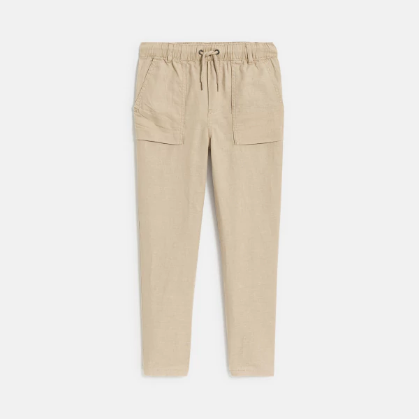 Boy's beige casual linen trousers