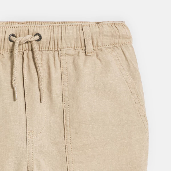 Boy's beige casual linen trousers