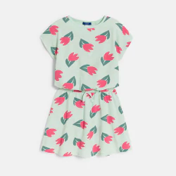 Girl's green tulip motif...