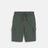 Boy's green cargo Bermuda shorts in brushed cotton