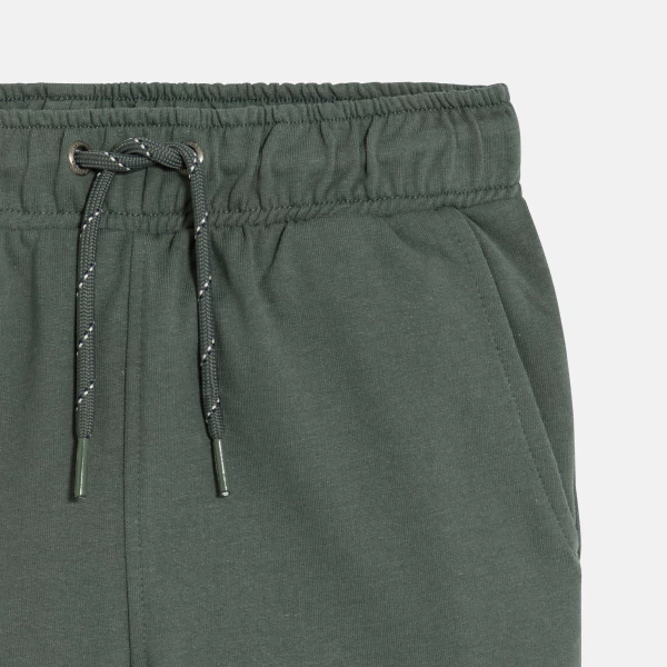 Boy's green cargo Bermuda shorts in brushed cotton