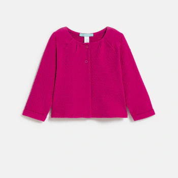 Baby girl's purple plumetis-effect fabric cardigan