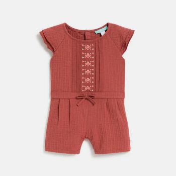 Baby girl's red textured playsuit