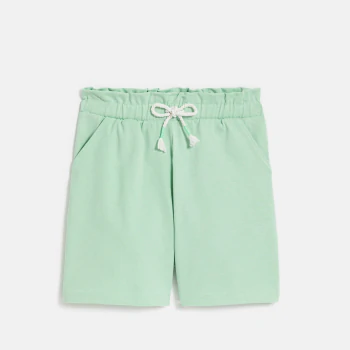 Girl's plain green jersey Bermuda shorts