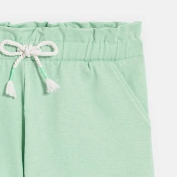 Girl's plain green jersey Bermuda shorts