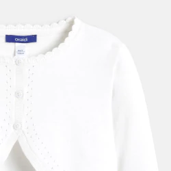 Girl's white fine-knit bolero