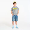 Boy's grey slogan T-shirt with short sleeves