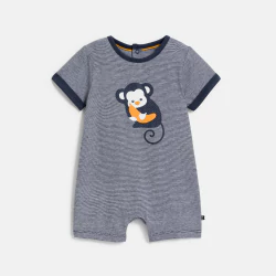 Baby boy's blue monkey romper suit