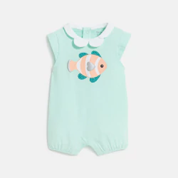 Baby girl's short blue fish romper suit