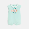 Baby girl's short blue fish romper suit