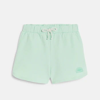 Girl's plain green fleece shorts