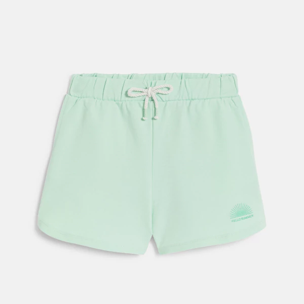 Girl's plain green fleece shorts