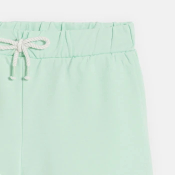 Girl's plain green fleece shorts