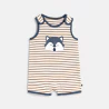 Baby boy's brown striped romper suit with straps