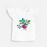 Baby girl's white ruffle sleeve toucan T-shirt