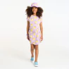 Girl's mauve strawberry motif jersey T-shirt dress