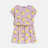 Girl's mauve strawberry motif jersey T-shirt dress