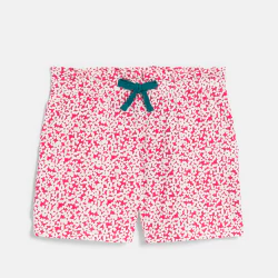 Girl's pink jersey floral print shorts