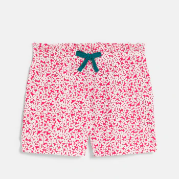 Girl's pink jersey floral print shorts