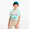 Boy's green slogan T-shirt with short sleeves