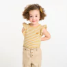 Baby girl's yellow striped textured T-shirt with ruffles