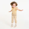 Baby girl's yellow striped textured T-shirt with ruffles