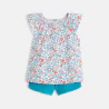 Baby girl's floral blouse and blue shorts