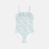 Girl's sky blue printed swimming costume