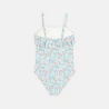 Girl's sky blue printed swimming costume