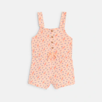 Baby girl's pink flamingo playsuit with straps