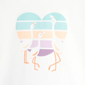 Baby girl white heart flamingo T-shirt