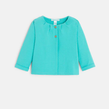 Baby girl's blue textured cotton cardigan