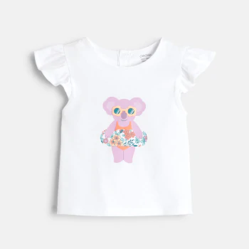 Baby girl's koala T-shirt and purple shorts